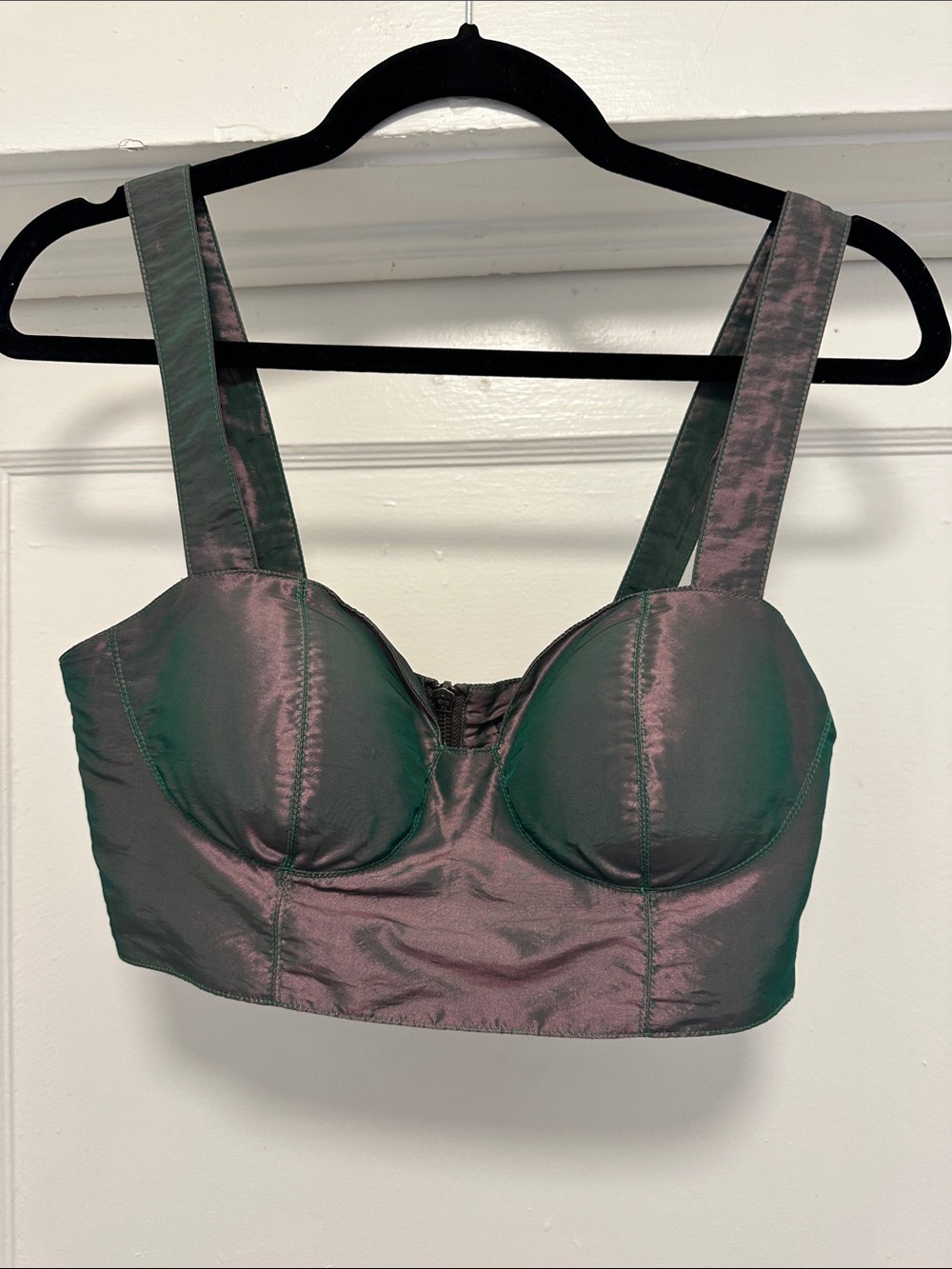 AFRM Iridescent Green and Purple Longline Bustier Top